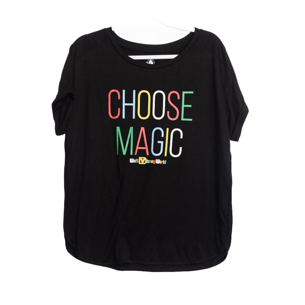 Disney Authentic Size L Choose Magic Walt Disney World Colorful Typography Black
